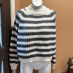 Ivy and main cream and gray striped knit sweater